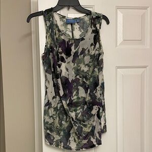 Simply Vera Vera Wang Purple and Green Abstract Tank Top